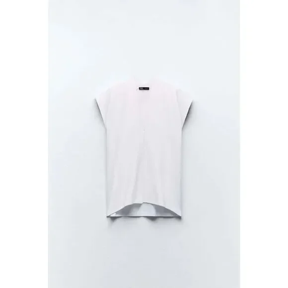 White Zara Deep V-Neck Sleeveless Pullover Top (NWT) - Picture 8 of 11